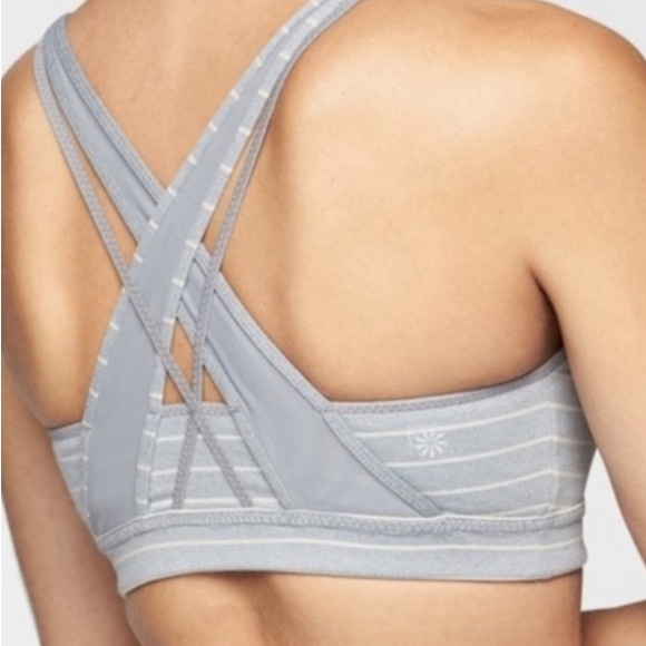 Athleta Womens Gray And White Striped Wireless Lined Sports Bra Size S - Picture 6 of 6